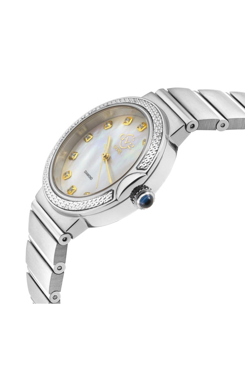 GEVRIL Sorrento Swiss Quartz Diamond Bracelet Watch, 32mm, Alternate, color, Silver