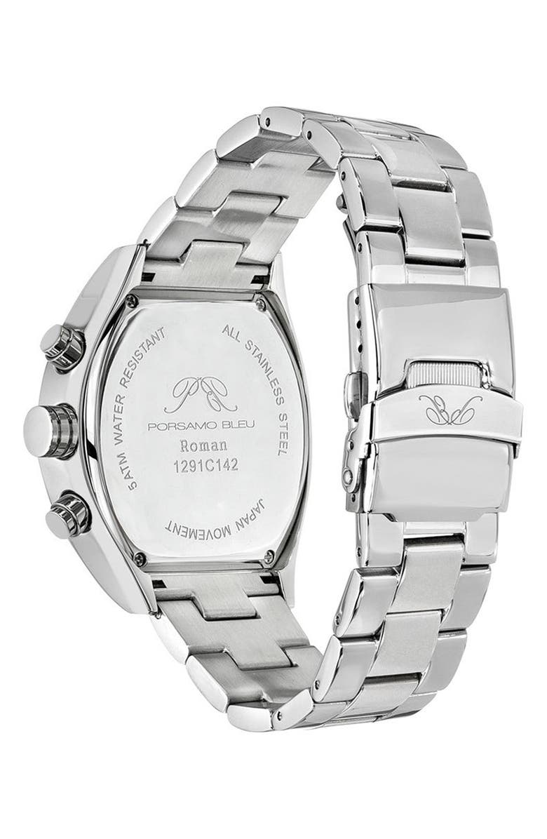 PORSAMO BLEU Roman Chronograph Bracelet Watch, 42mm, Alternate, color, Silver
