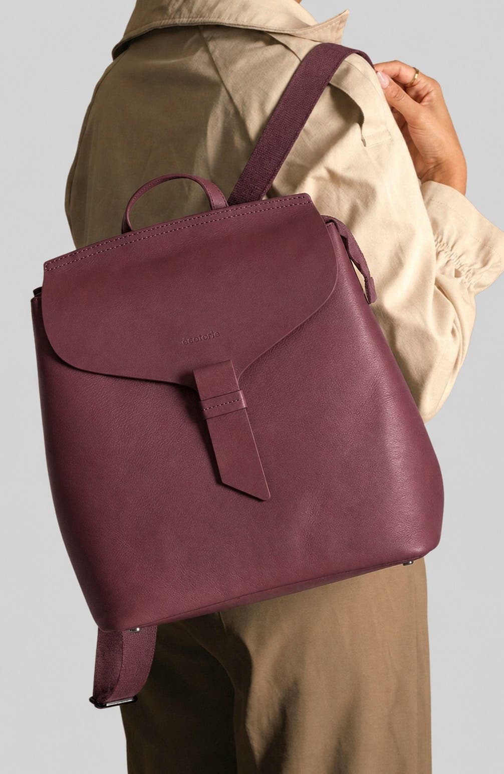 Clementine Leather Backpack, Alternate, color, WINE