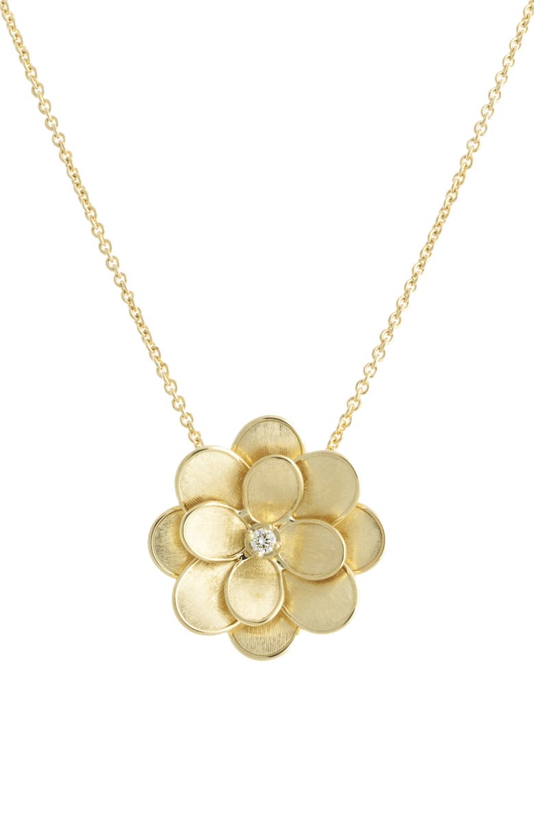 Marco Bicego Petali 18K Yellow Gold & Diamond Large Flower Pendant Necklace, Main, color, 