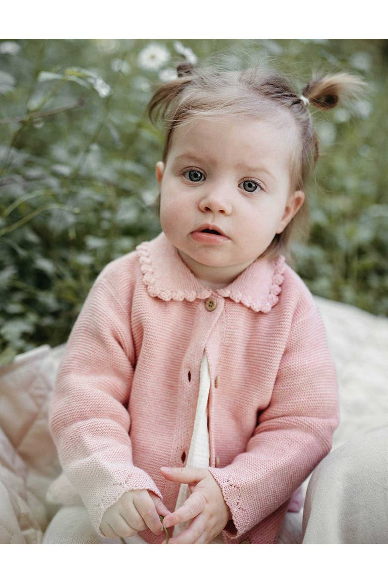Crochet Collar Cardigan, Alternate, color, Blush Melange
