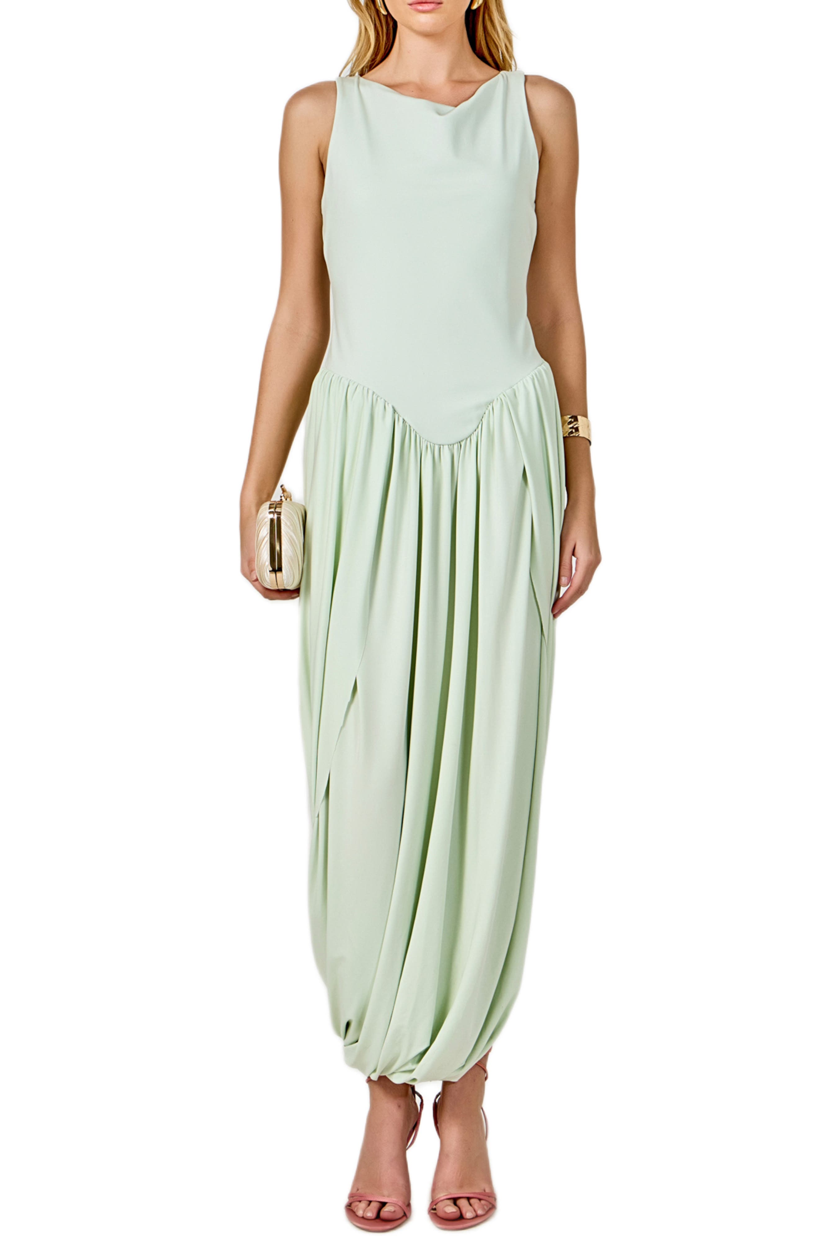 Contrast Sleeveless Flowy Maxi Dress