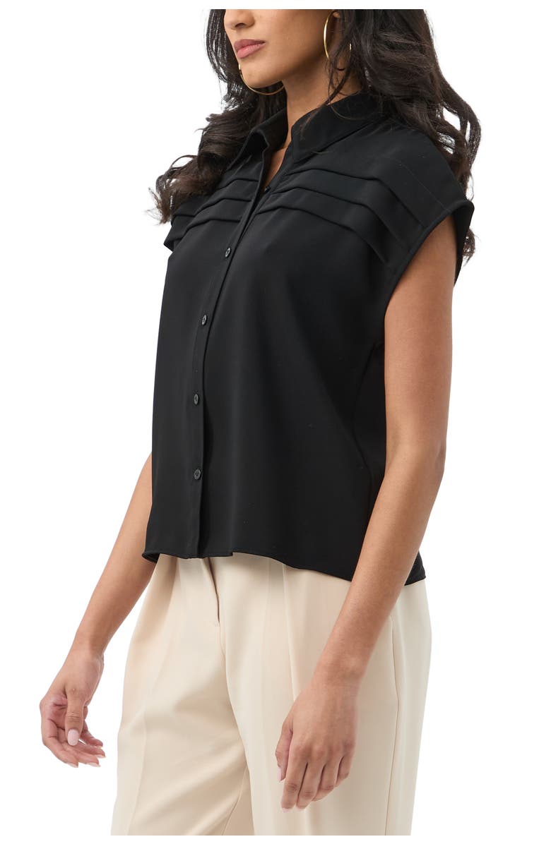 Trina Turk Cheri Cap Sleeve Pleat Front Top, Alternate, color, Black