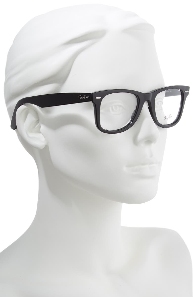 Ray-Ban 50mm Optical Glasses, Alternate, color, Shiny Black