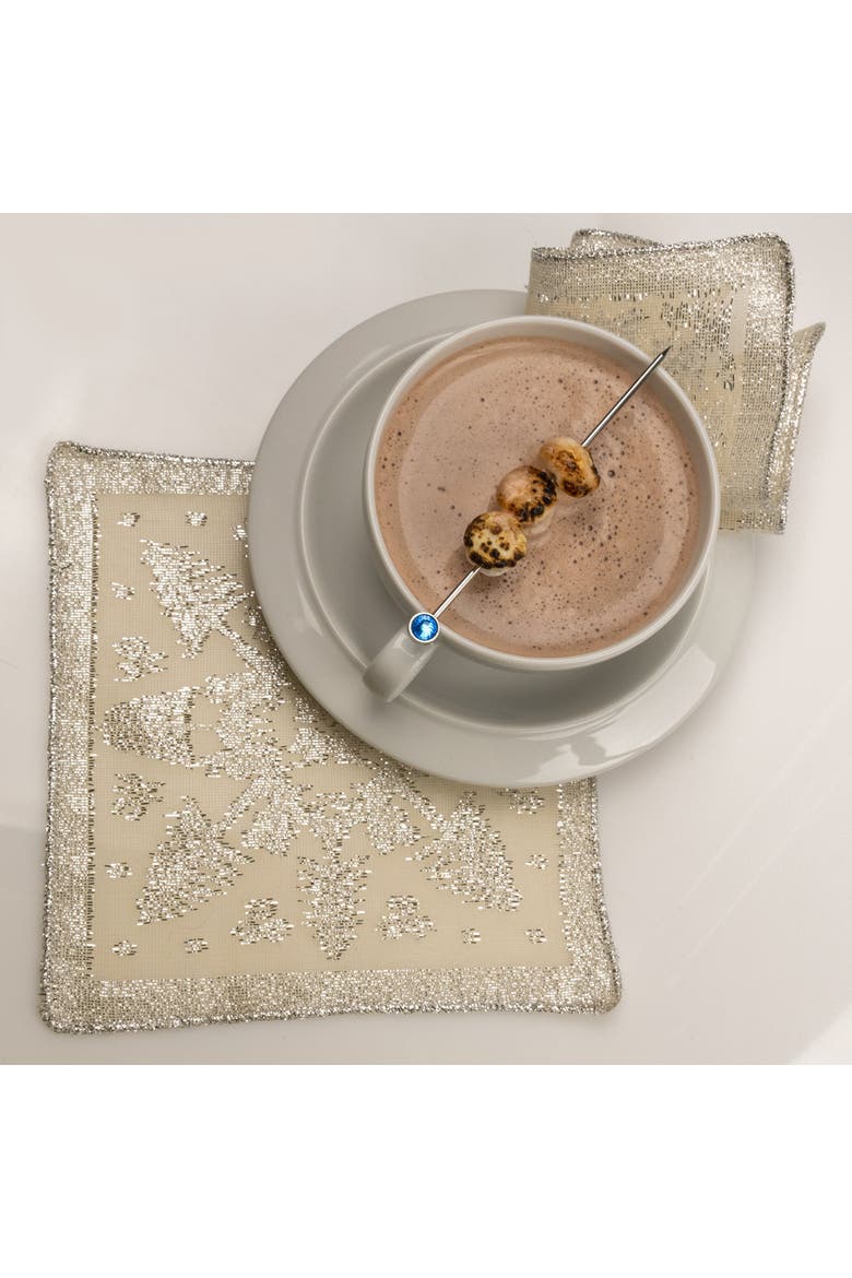 Scottish Leno Gauze Cocktail Napkins, Alternate, color, Silver Lurex