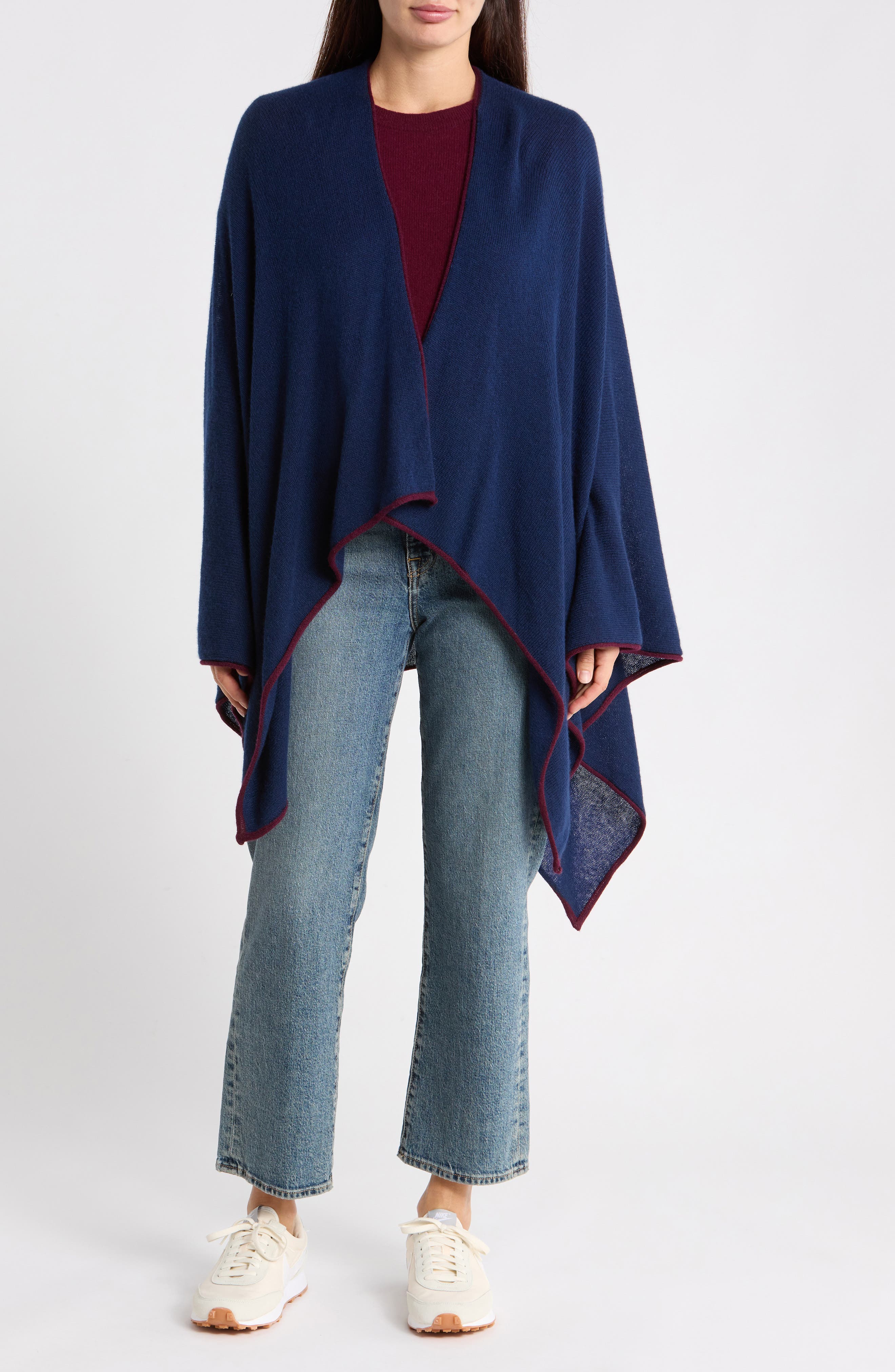 Rossi Roll Edge Cashmere Poncho