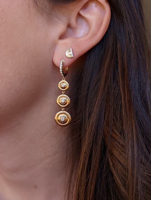 Campbell + Charlotte Edge Ferris Wheel Stud Earring In Gold