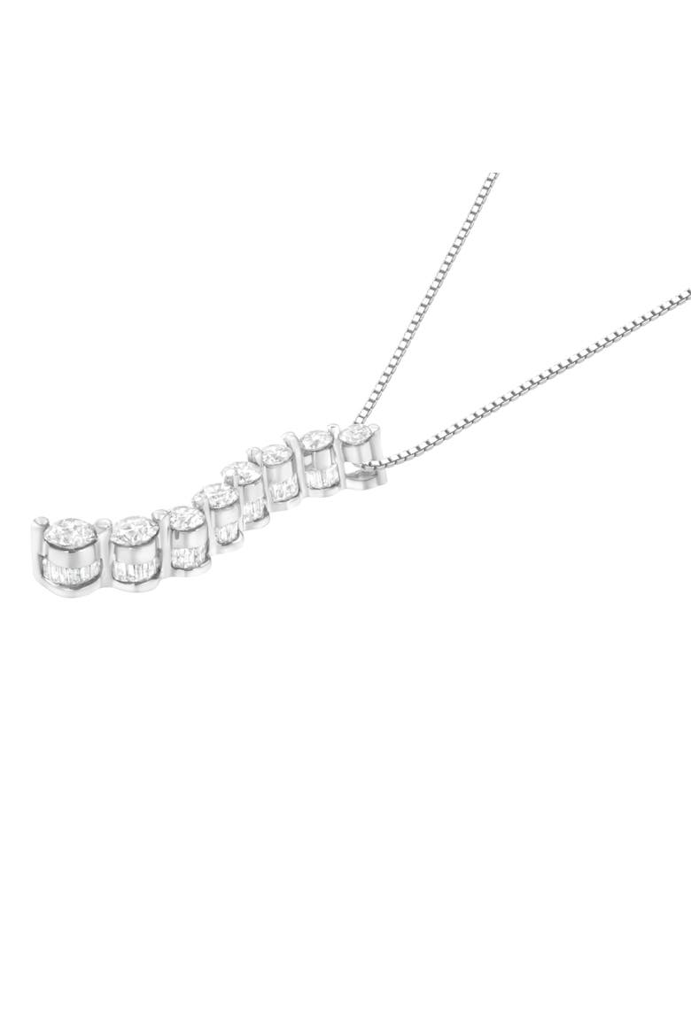 AGS Certified 14k White Gold 3.0 Cttw Diamond Journey 18" Pendant Necklace, Alternate, color, White