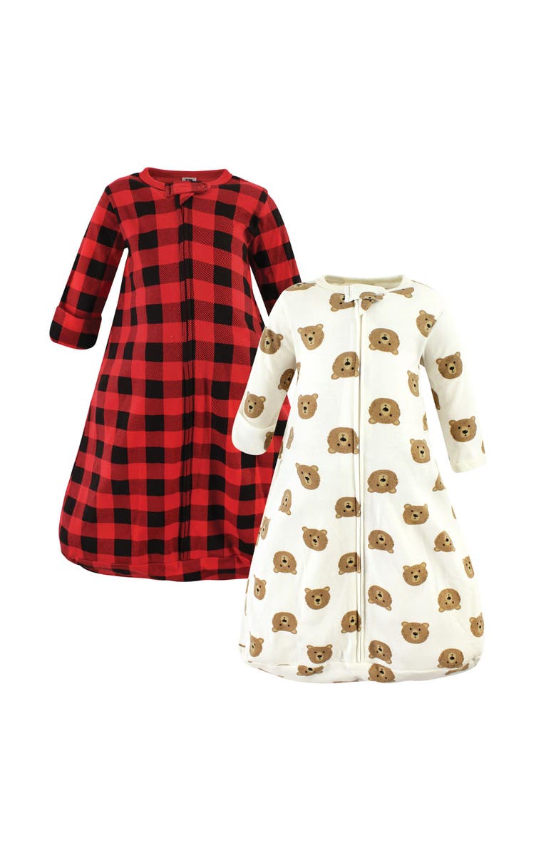Hudson Baby Cotton Long-Sleeve Wearable Sleeping Bag, Main, color, Brown Bear Long Sleeve