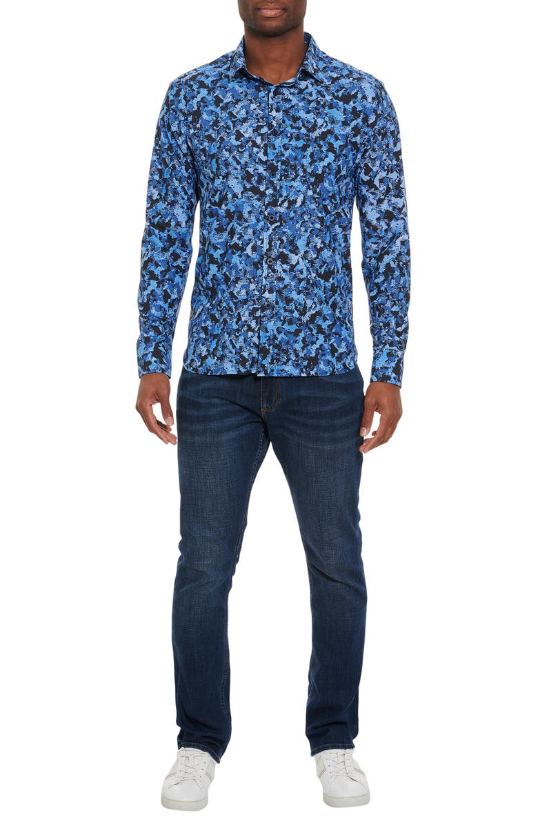 Robert Graham Ellander Camo Stretch Button-Up Performance Shirt, Alternate, color, 