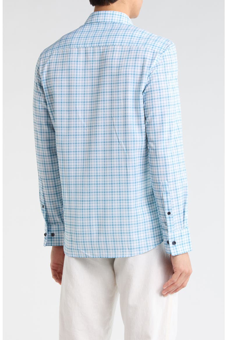 Slim Fit Plaid Stretch Button-Up Shirt, Alternate, color, NAVY/ GREEN