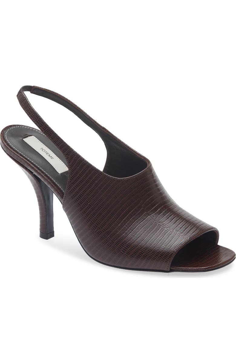 TOTEME Contour Lizard Embossed Slingback Sandal, Main, color, Brown