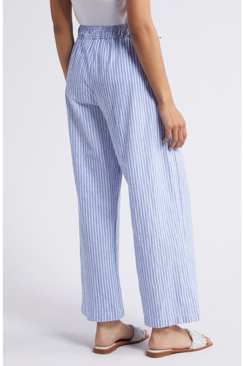 Florencia Stripe Linen & Cotton Pants, Alternate, color, AQUATINI