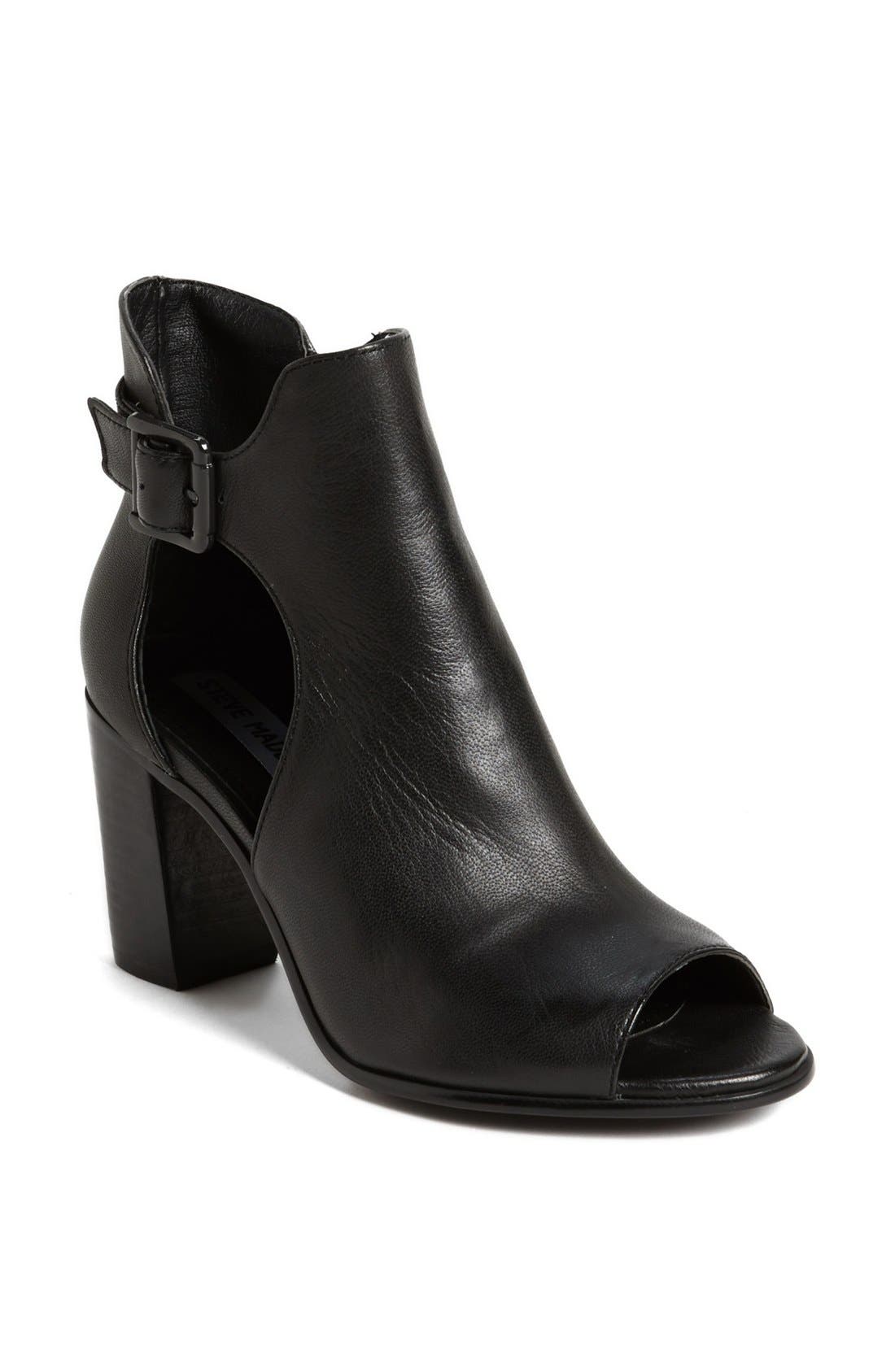 'Nextstar' Peep Toe Bootie, Main, color, BLACK LEATHER