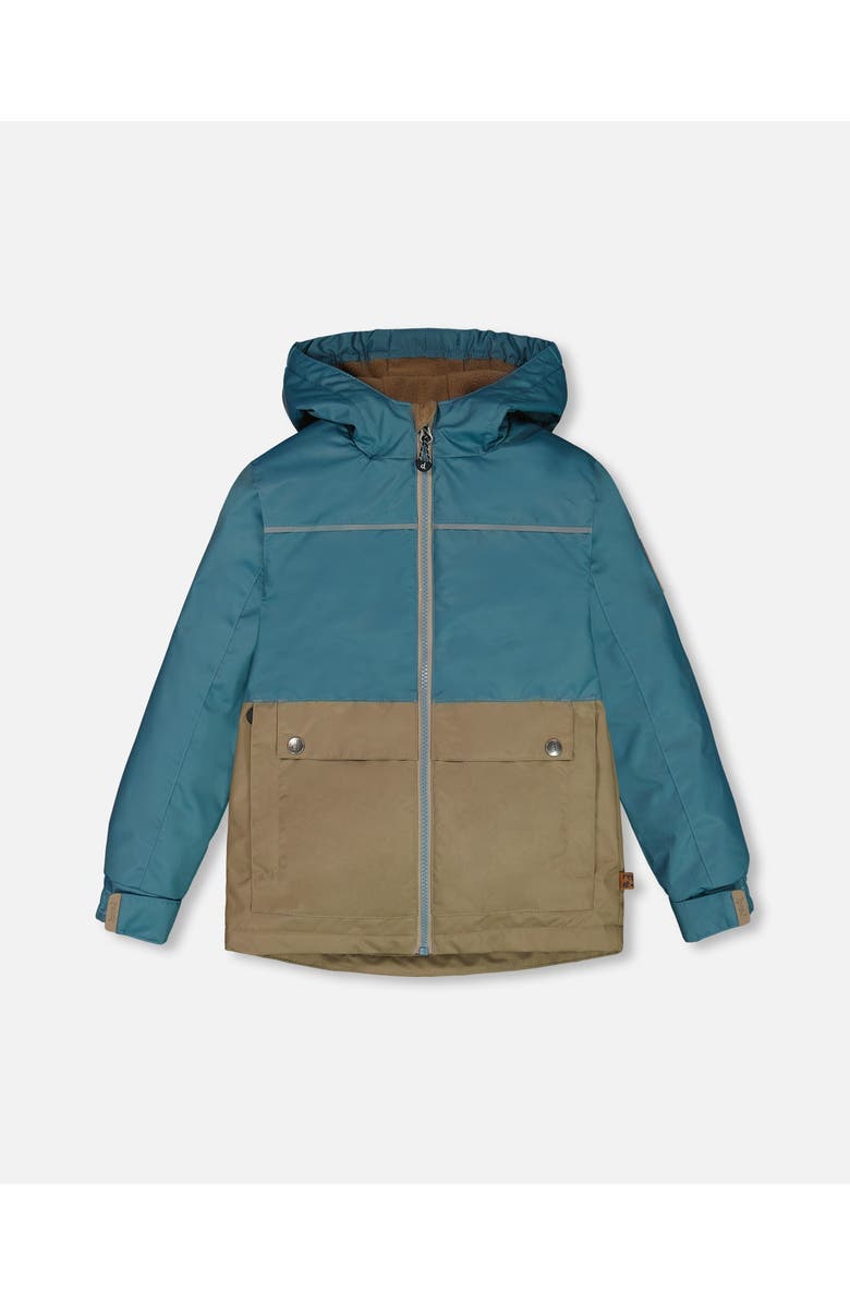 Deux par Deux Little Boy's Colorblock Mid-Season Jacket Neutral Blue And Taupe, Main, color, 