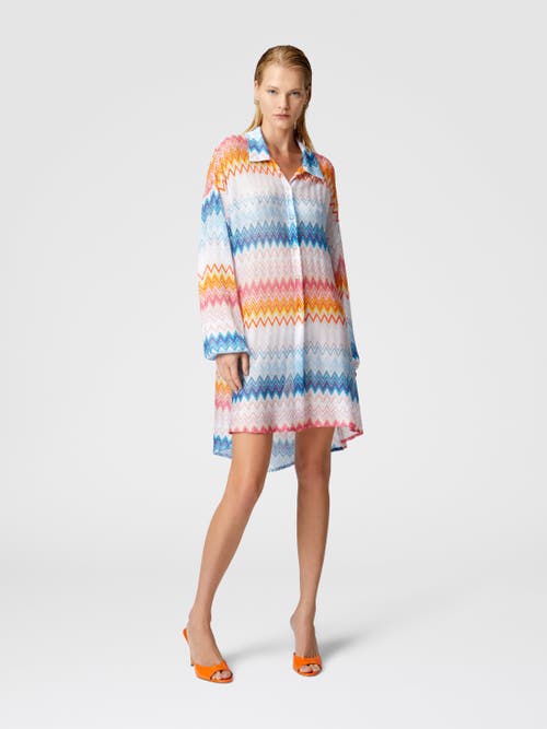 Missoni Oversized Shirt In Zig Zag Lamé Viscose Blend In Multicoloured