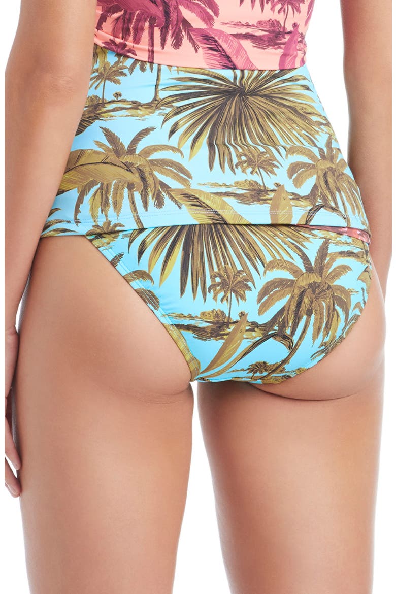 Foldover Hipster Bikini Bottoms, Alternate, color, TEAL MULTI