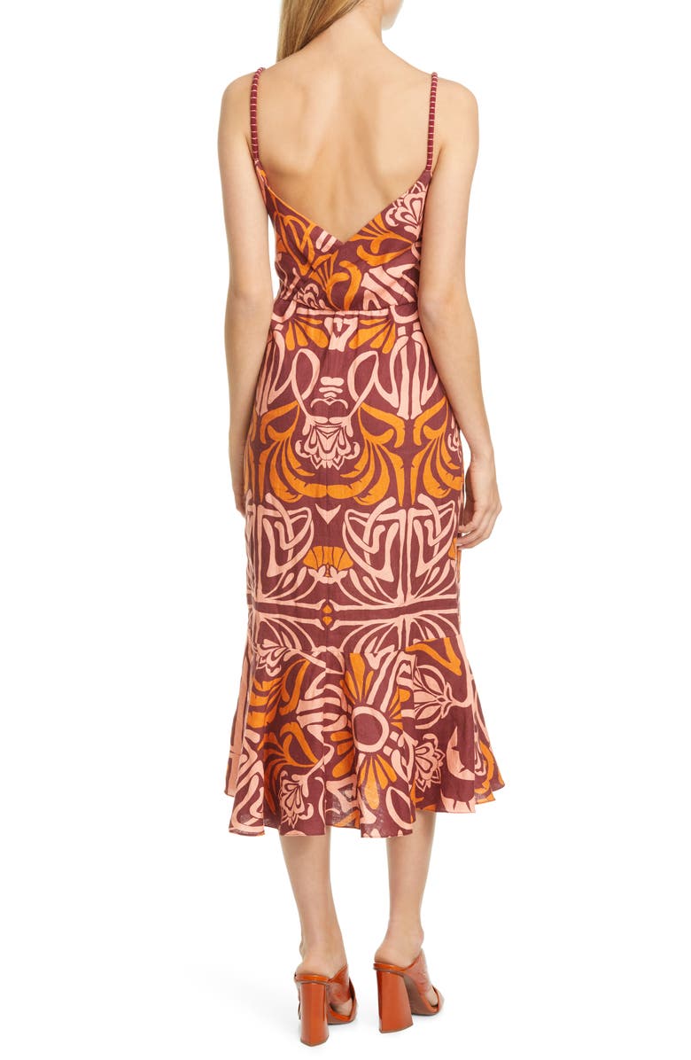 Johanna Ortiz Print Linen Midi Dress, Alternate, color,