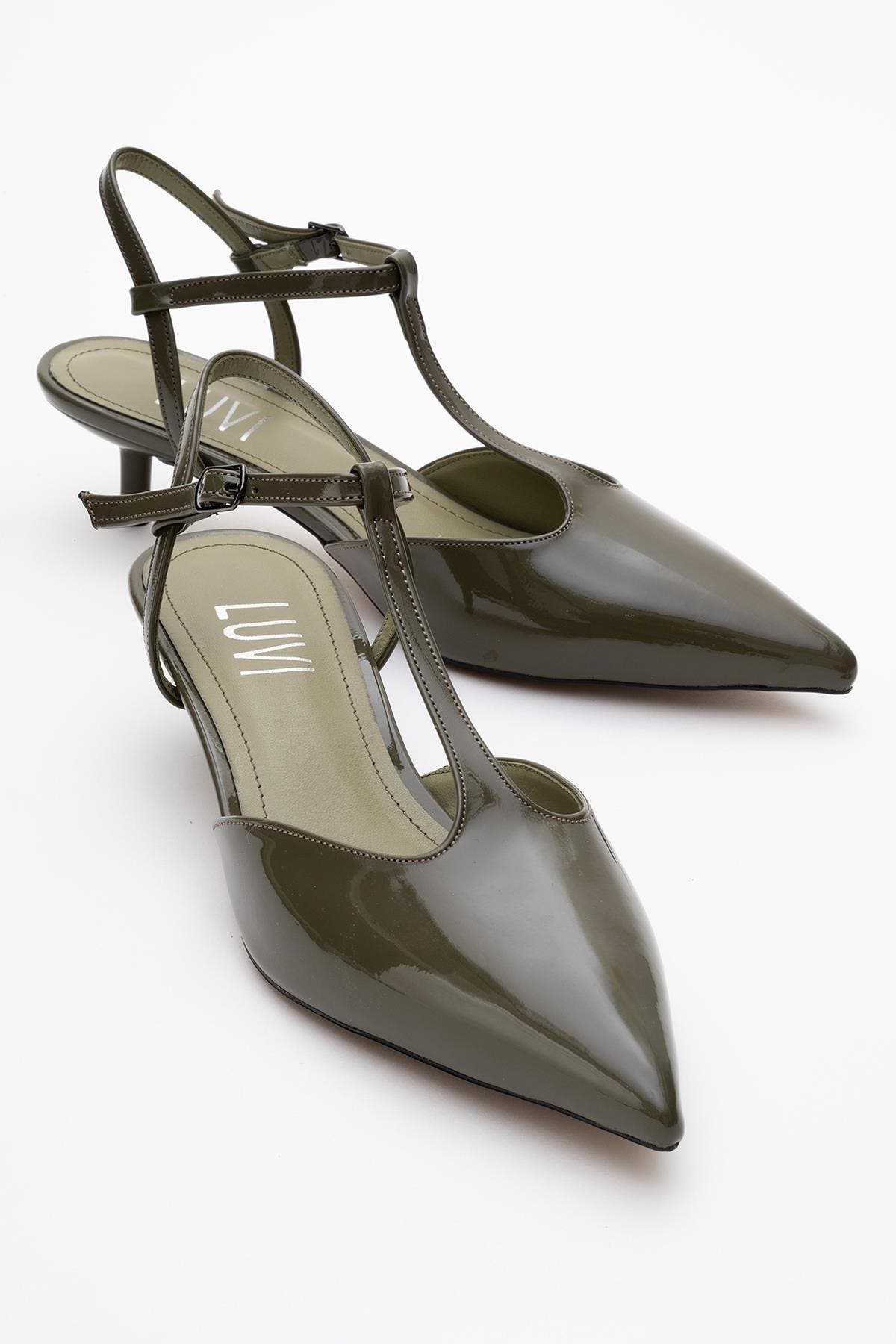 Prologue Shoes Asher Pointed Toe Slingback Pump, Alternate, color, Khaki Patent