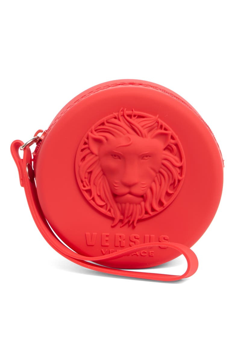 VERSUS Versace Fire Island Lion Silicone Strap Watch, 44mm, Alternate, color, Red