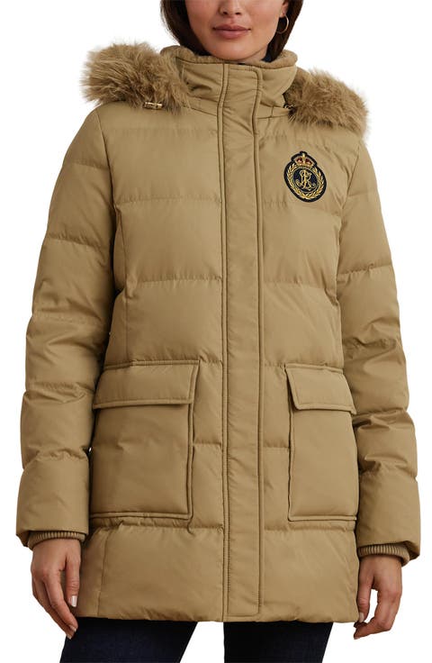 Crest Patch Down & Feather Fill Hooded Coat