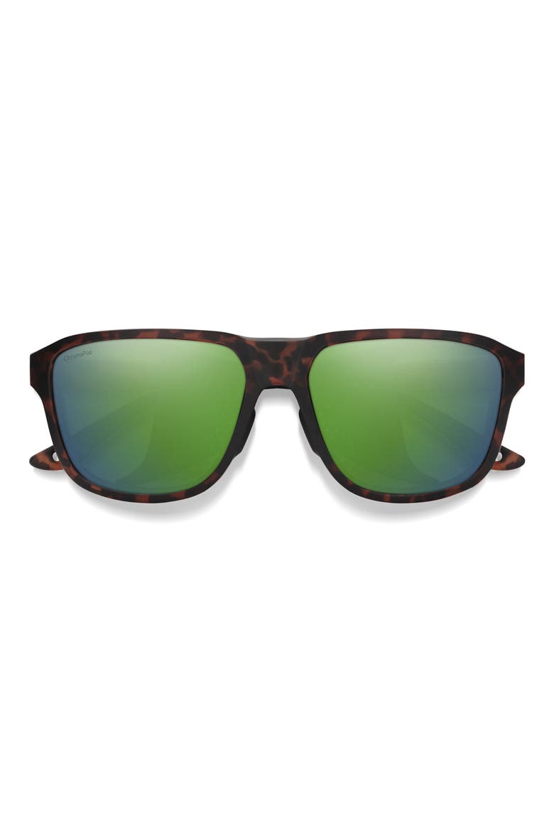 Embark 58mm ChromaPop™ Polarized Square Sunglasses, Main, color, TORTOISE / CHROMAPOP GREEN
