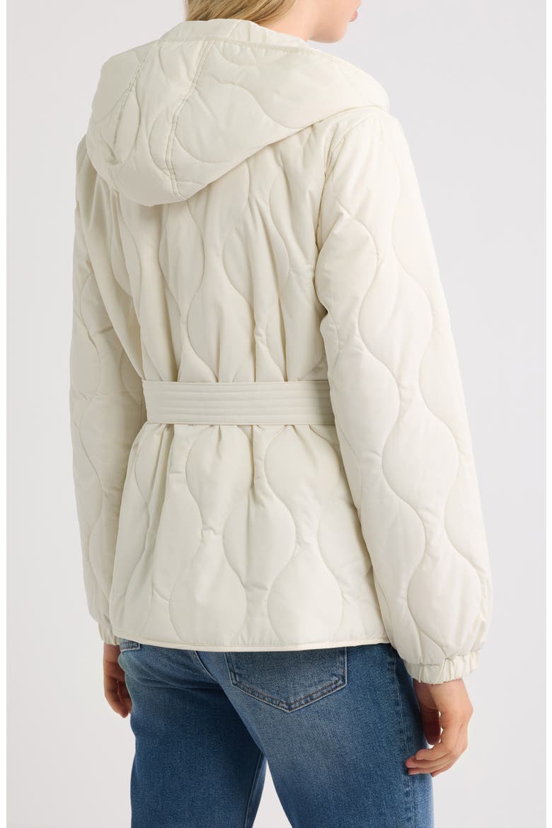 Belted Hooded Soft Puffer Coat, Alternate, color, CREAM