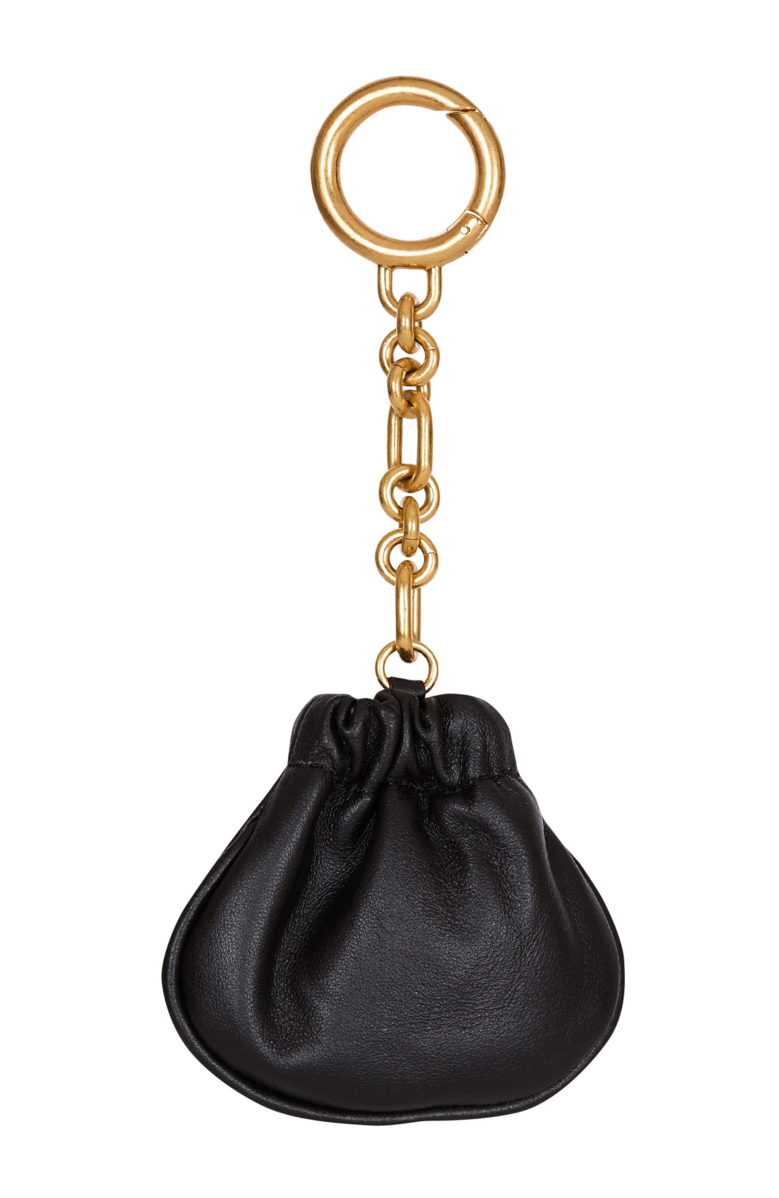 Balmain Pulse leather key ring, Alternate, color, Black
