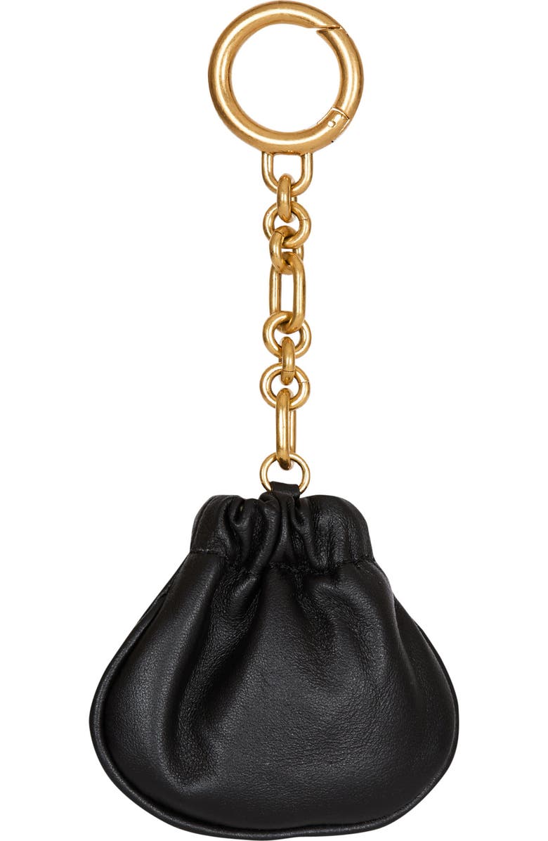 Balmain Pulse leather key ring, Alternate, color, Black