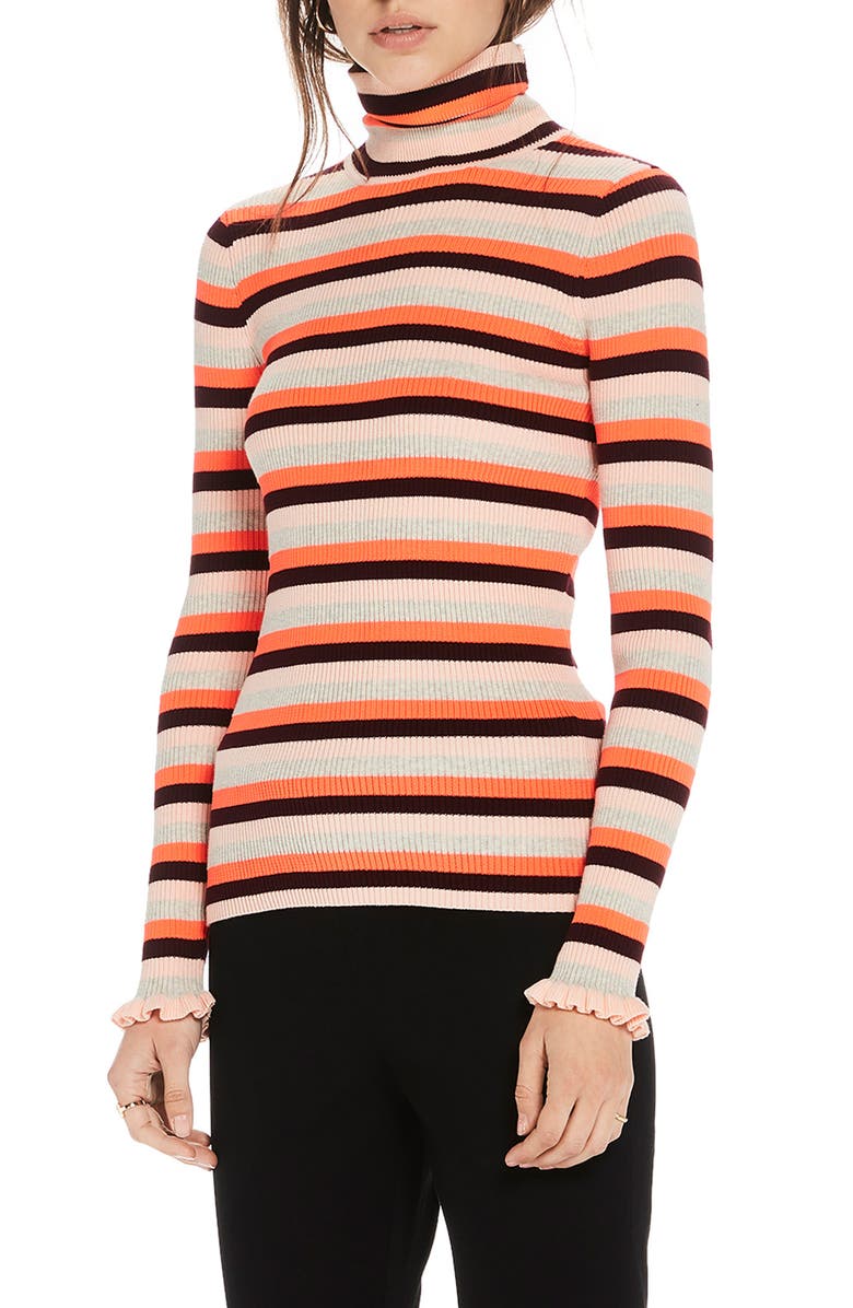 Scotch & Soda Stripe Ruffle Cuff Sweater, Main, color,