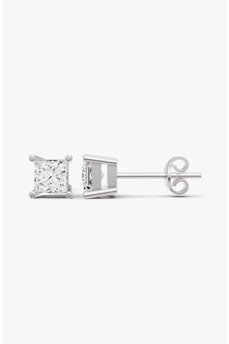 14K Gold Studs 0.75 ct Earrings Princess Solitaire, Alternate, color, White Gold