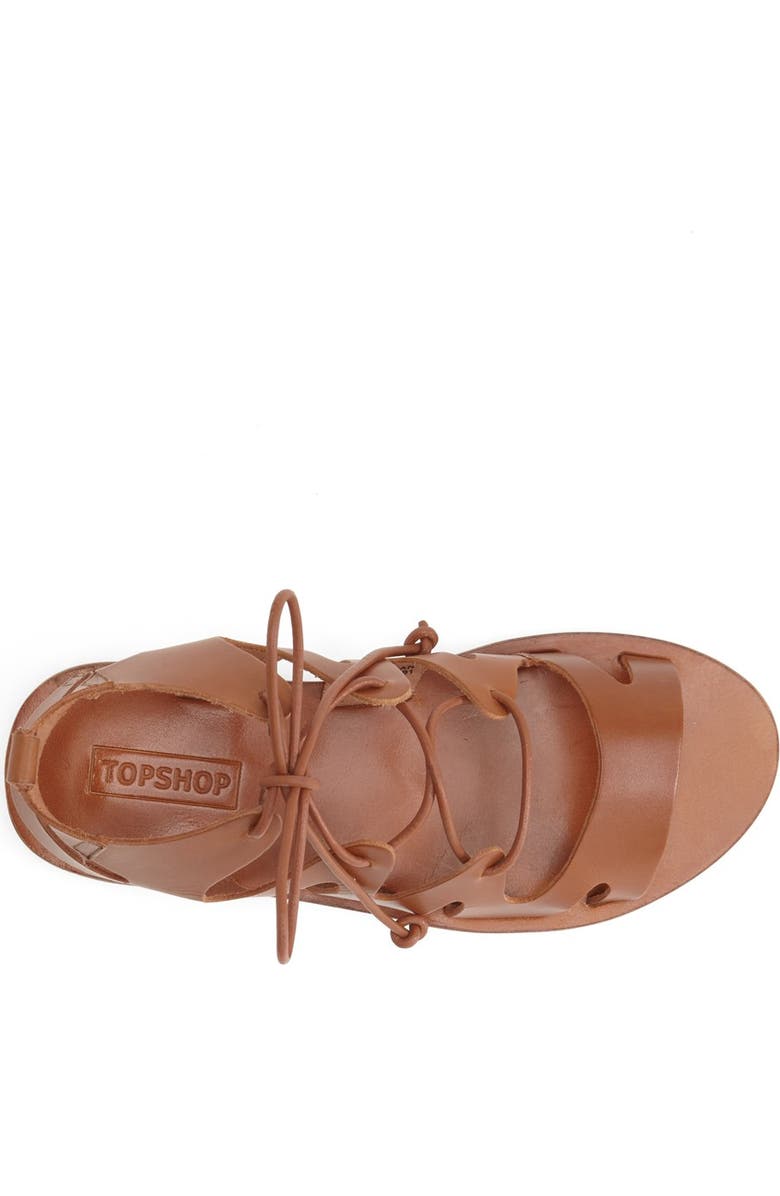 Topshop 'Fig' Cutout Lace-Up Gladiator Sandal, Alternate, color,