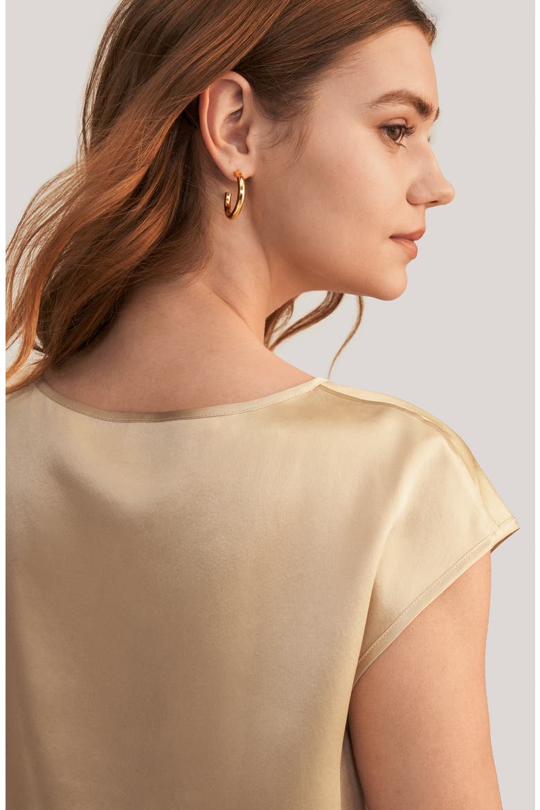 Women's Basic Cap Sleeves Silk Tee, Alternate, color, Light Camel