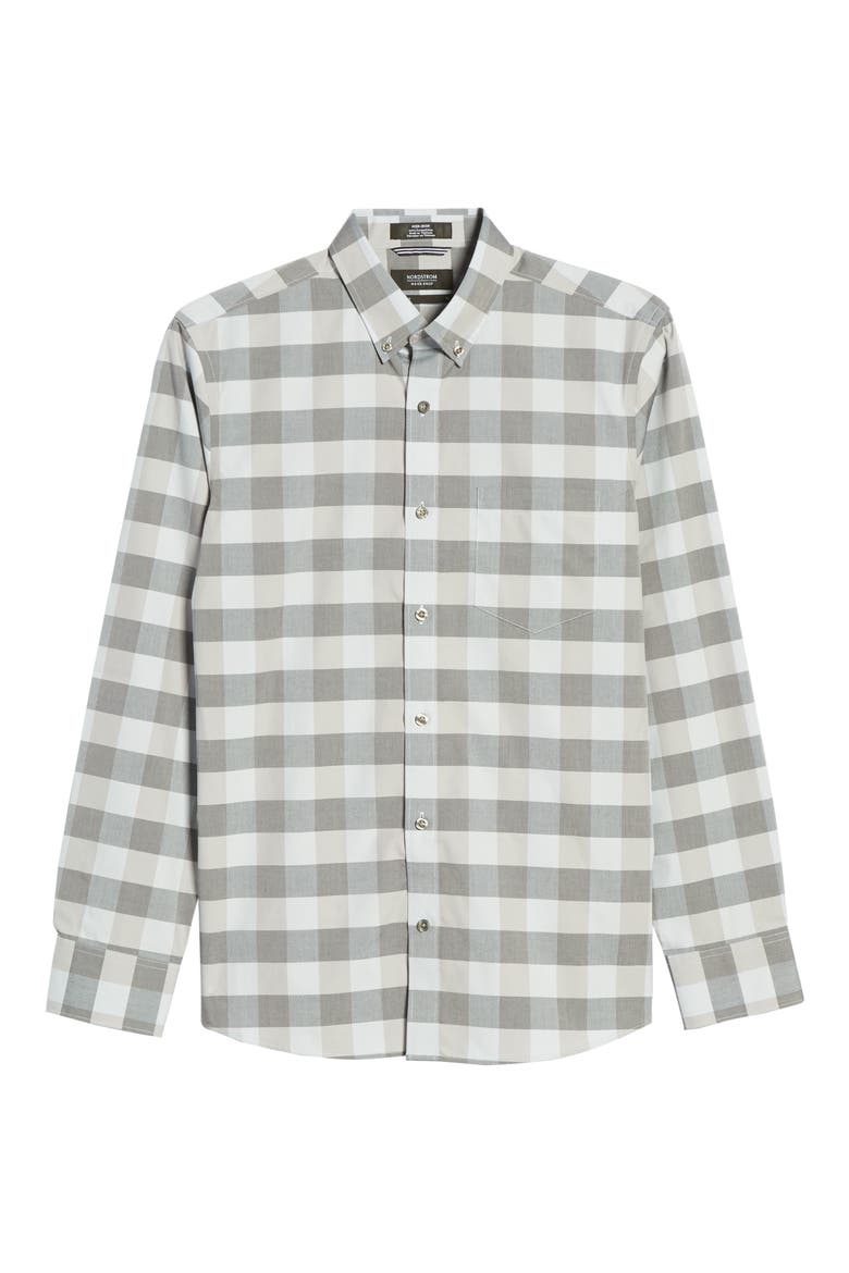 Slim Fit Non-Iron Check Button-Down Shirt, Alternate, color, BLUE GREY ICE CHECK