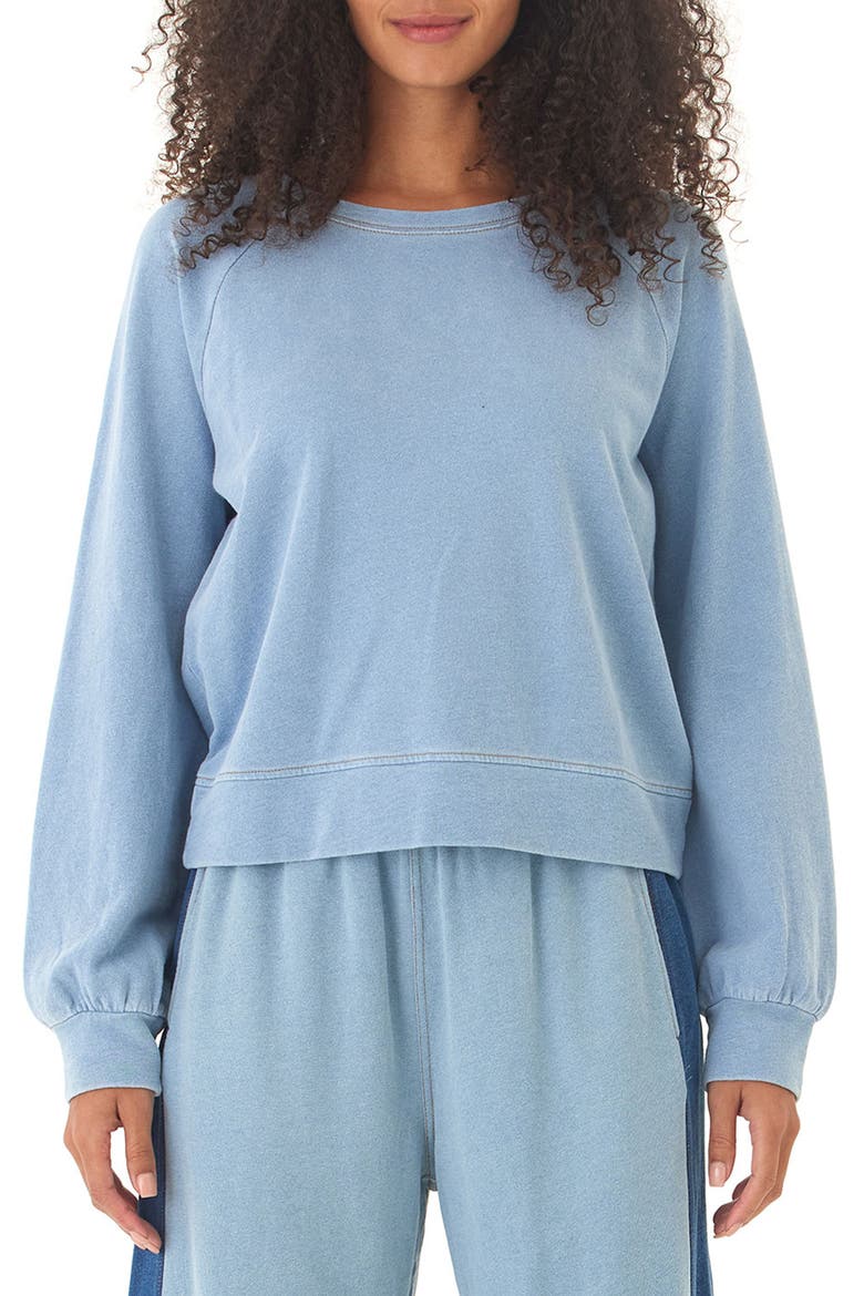 Mabel Organic Cotton Blend Denim Sweatshirt, Main, color, LIGHT WASH