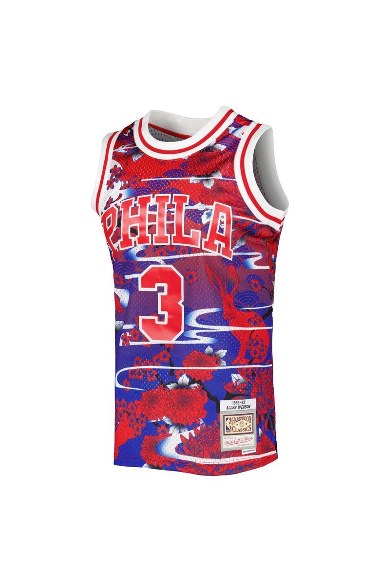 Mitchell & Ness Men's Mitchell & Ness Allen Iverson Red Philadelphia 76ers 1996/97 Hardwood Classics Lunar New Year Swingman Jersey, Alternate, color, Red