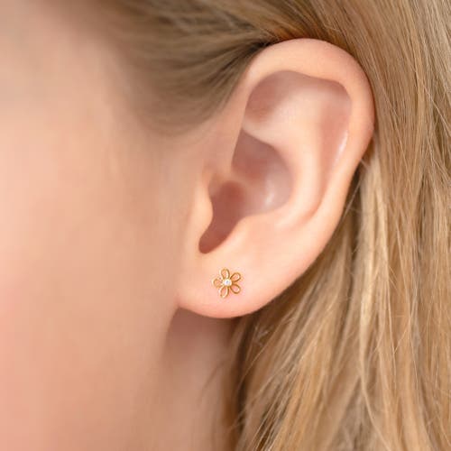In Season Jewelry 14k Clear Cubic Zirconia Flower Earrings In Gold