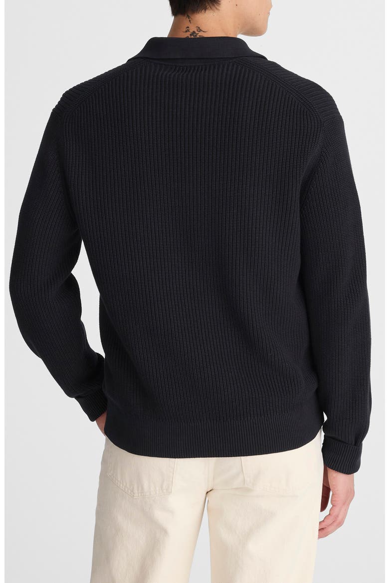 Cotton Shaker Stitch Johnny Collar Polo Sweater, Alternate, color, WASHED BLACK