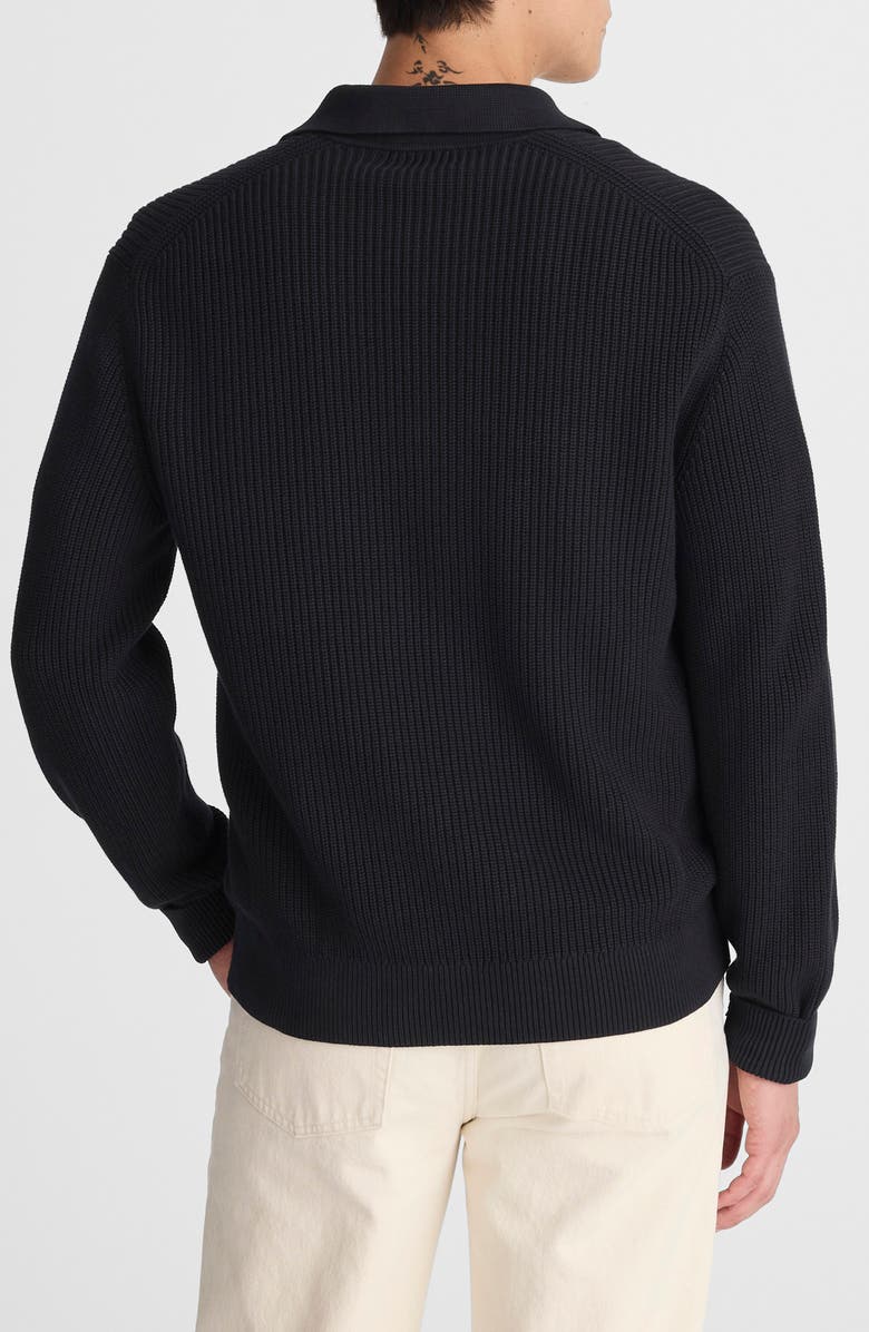 Madewell Cotton Shaker Stitch Johnny Collar Polo Sweater, Alternate, color, Washed Black