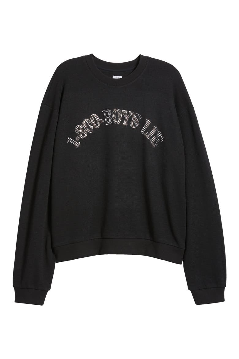 1-800 Kara Cotton Graphic Sweatshirt, Alternate, color, BLACK