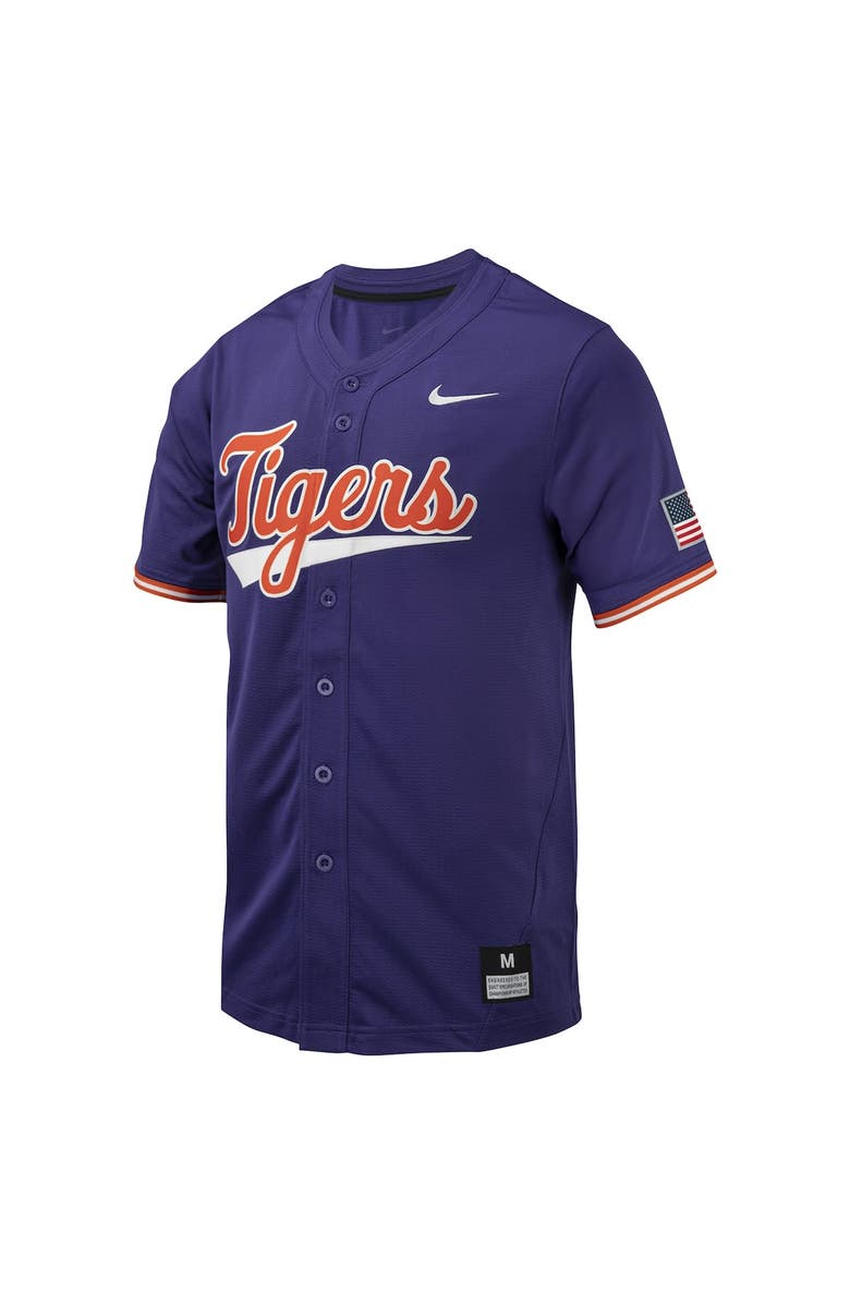 Nike Men's Nike Purple Clemson Tigers Replica Full-Button Baseball Jersey, Alternate, color, 