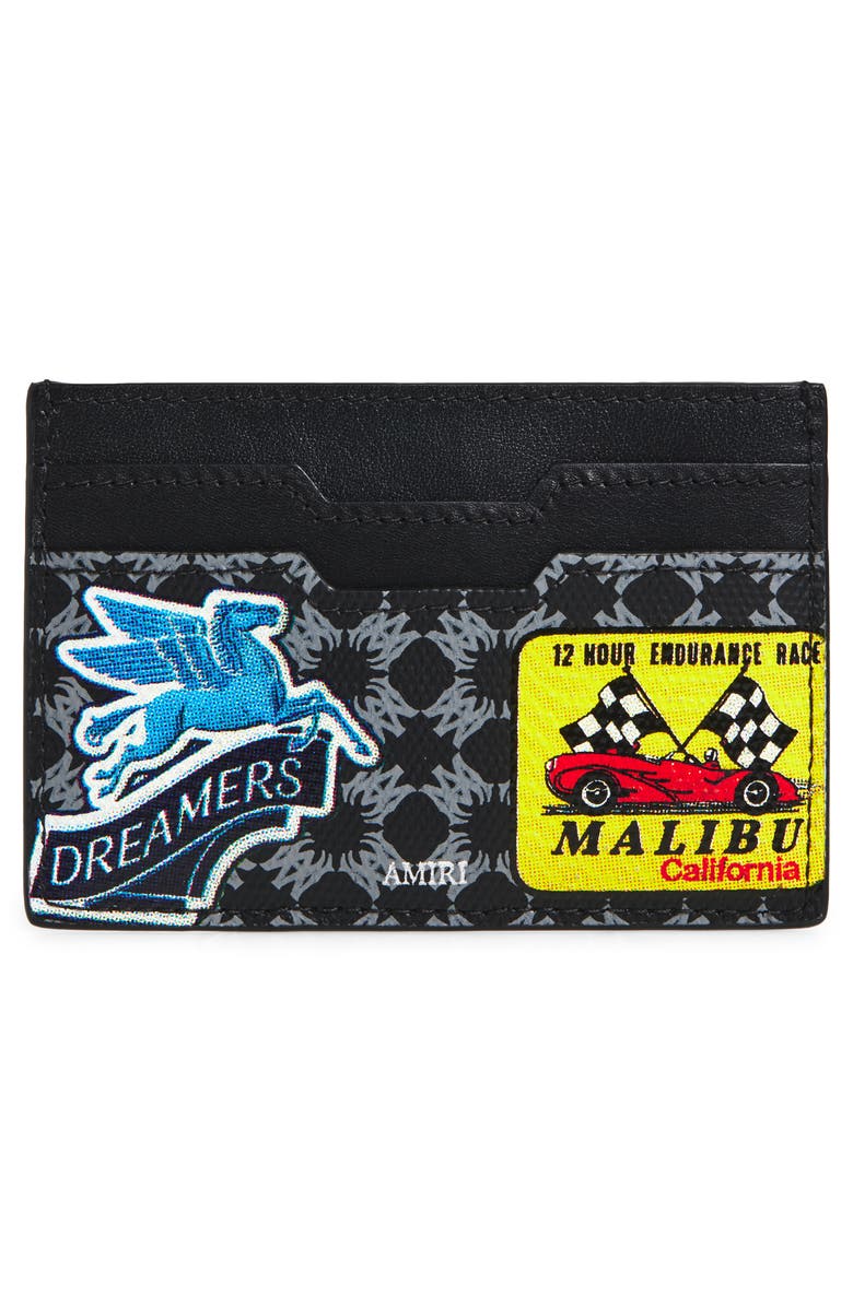 AMIRI Station Patch Coated Canvas Card Holder, Alternate, color, Black