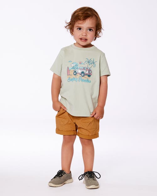 Deux Par Deux Boys' Short Sleeve Organic Cotton Graphic Tee - Little Kid, Big Kid In Sage And Multi