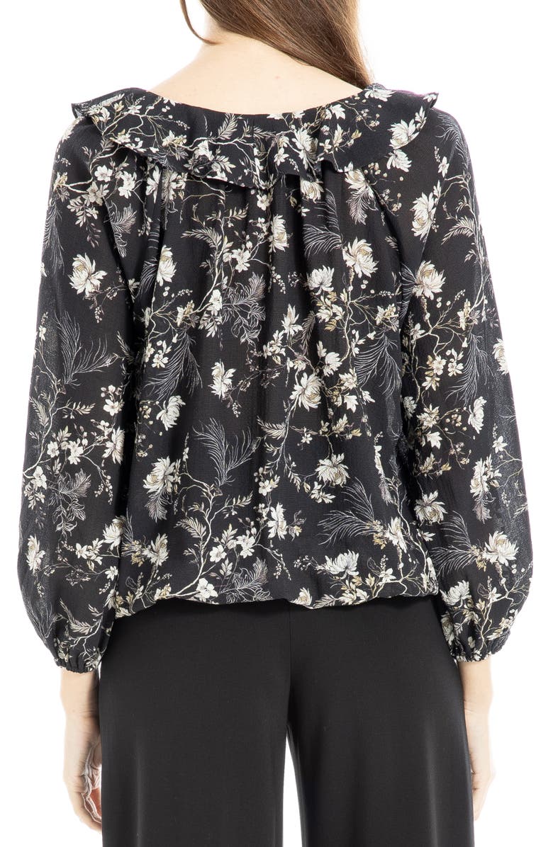 MAX STUDIO Floral Print Ruffle Neck Blouse, Alternate, color,