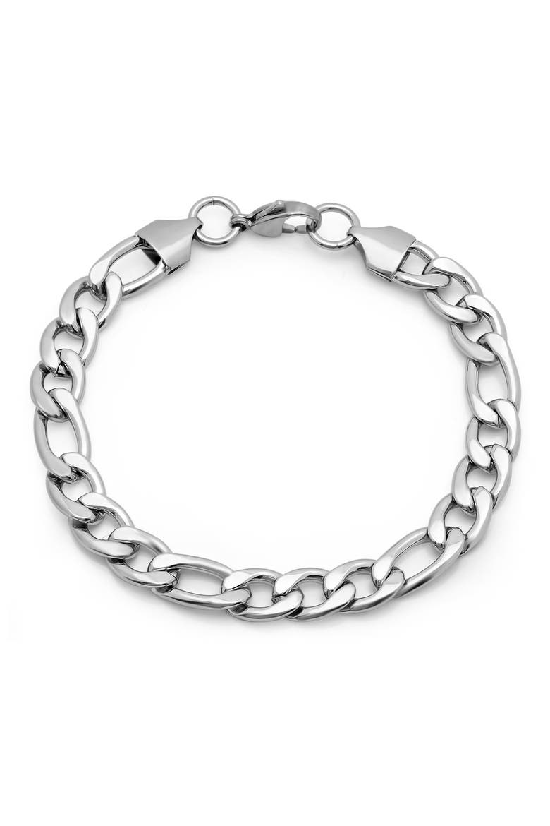 8" Stainless Steel Chain Bracelet, Main, color, METALLIC