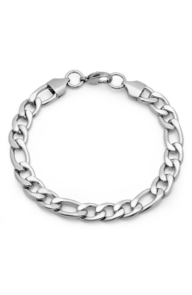 HMY JEWELRY 8" Stainless Steel Chain Bracelet, Main, color, Metallic