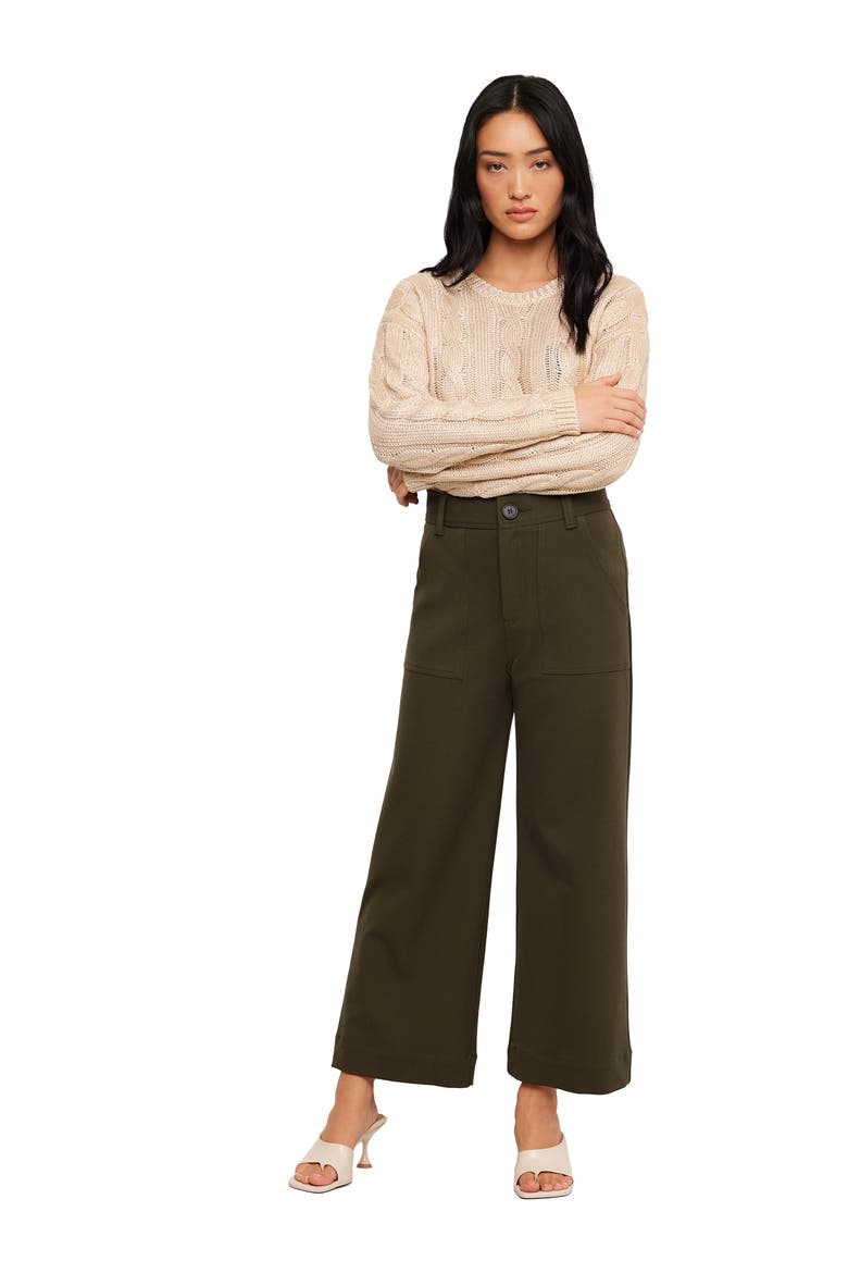 Rylee Wide Leg Crop Pants, Alternate, color, OLIVE