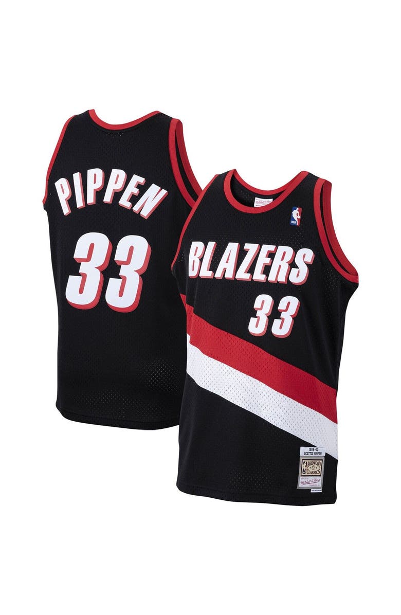 Mitchell & Ness Men's Mitchell & Ness Scottie Pippen Black Portland Trail Blazers 1999/00 Hardwood Classics Swingman Jersey, Main, color, 