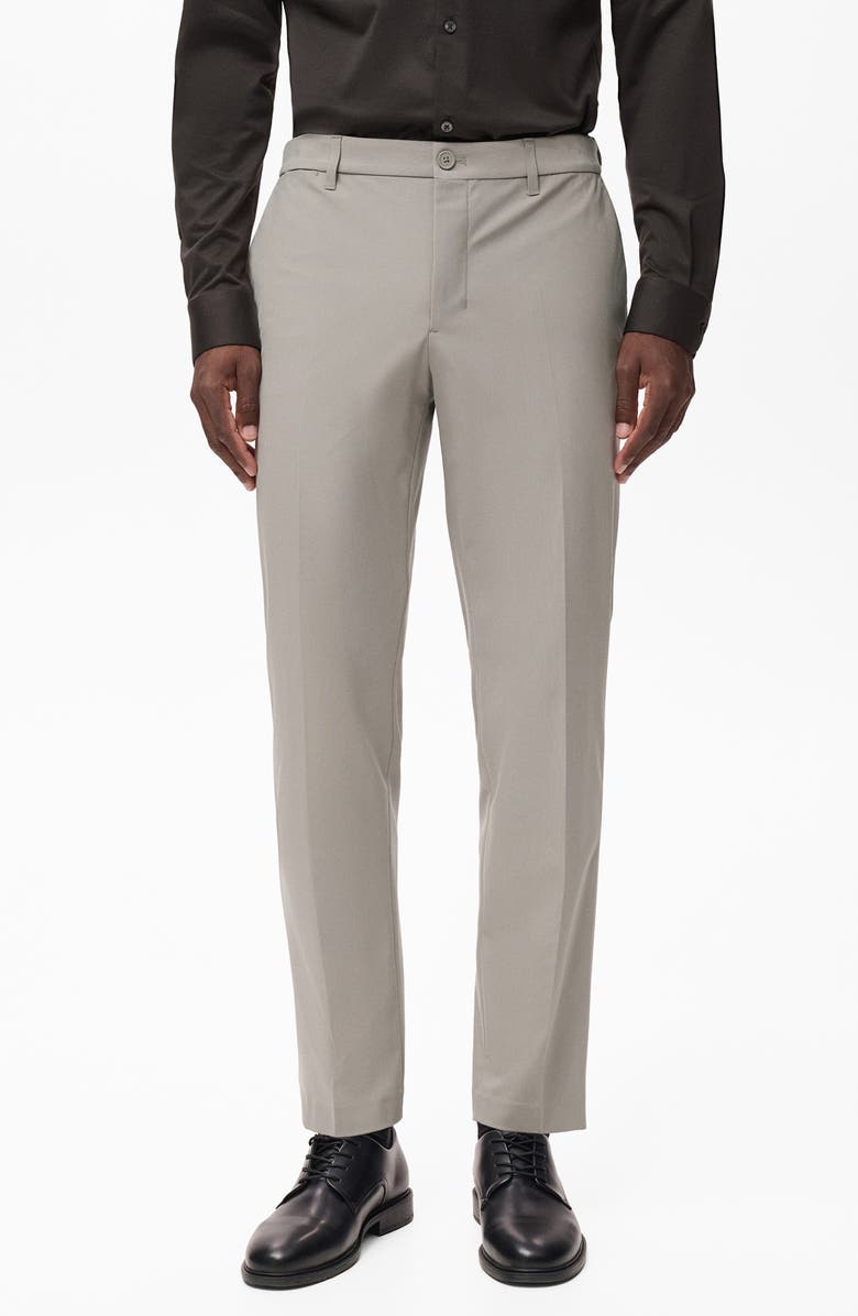 MANGO Slim Fit Thermolite<sup>®</sup> Flat Front Pants, Main, color, Light/ Pastel Grey