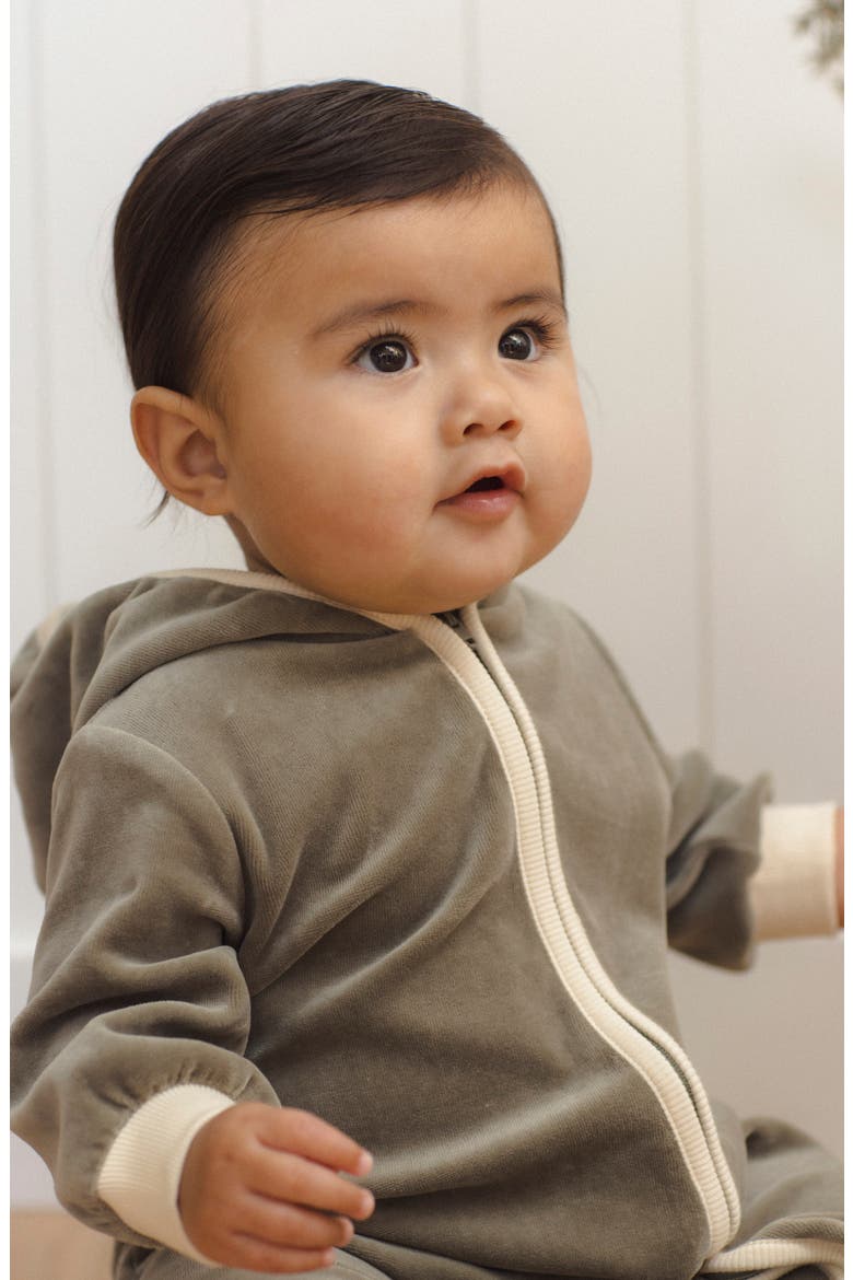 Kids' Velour Zip Jumpsuit, Alternate, color, SPRUCE